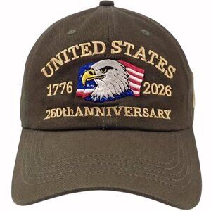 United States Eagle & Flag 250th Anniversary 1776 to 2026 Olive Cap Hat - NEW
